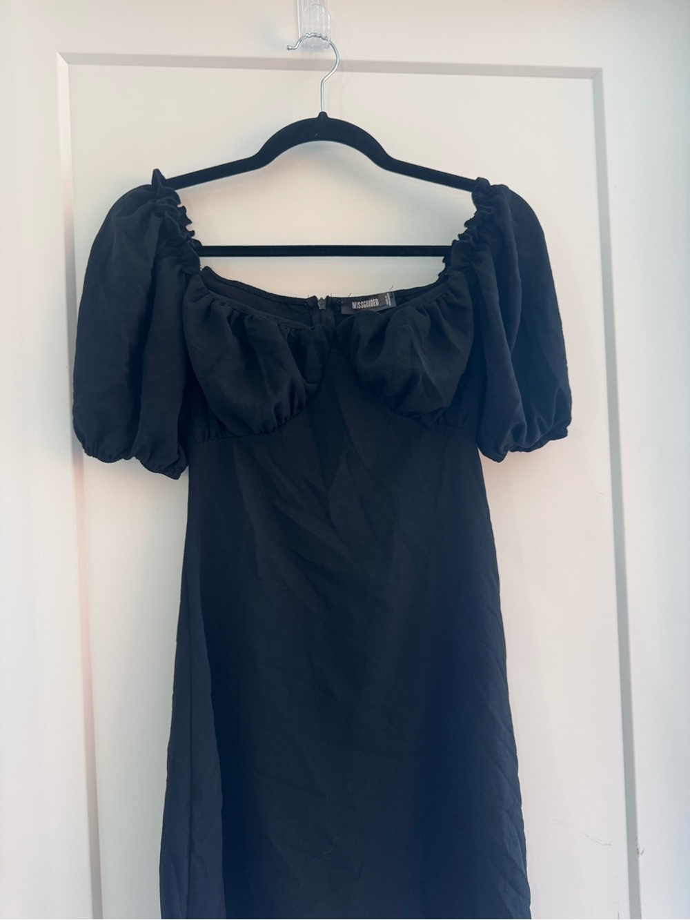 Missguided Black Puff Sleeve Square Neck Dress